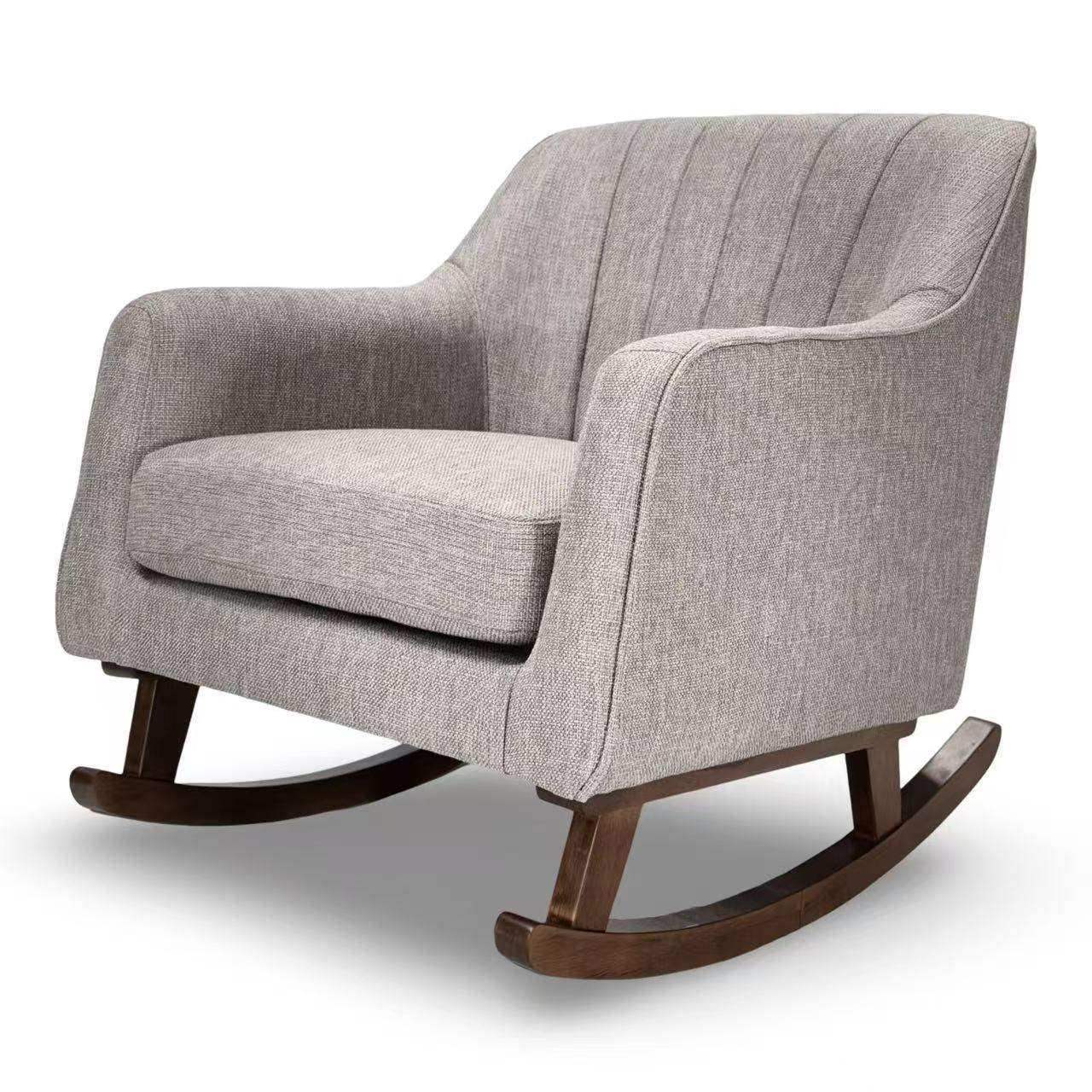 Bristam Grey Nursing Chair with Dark Wood Nursery Rocking Chair