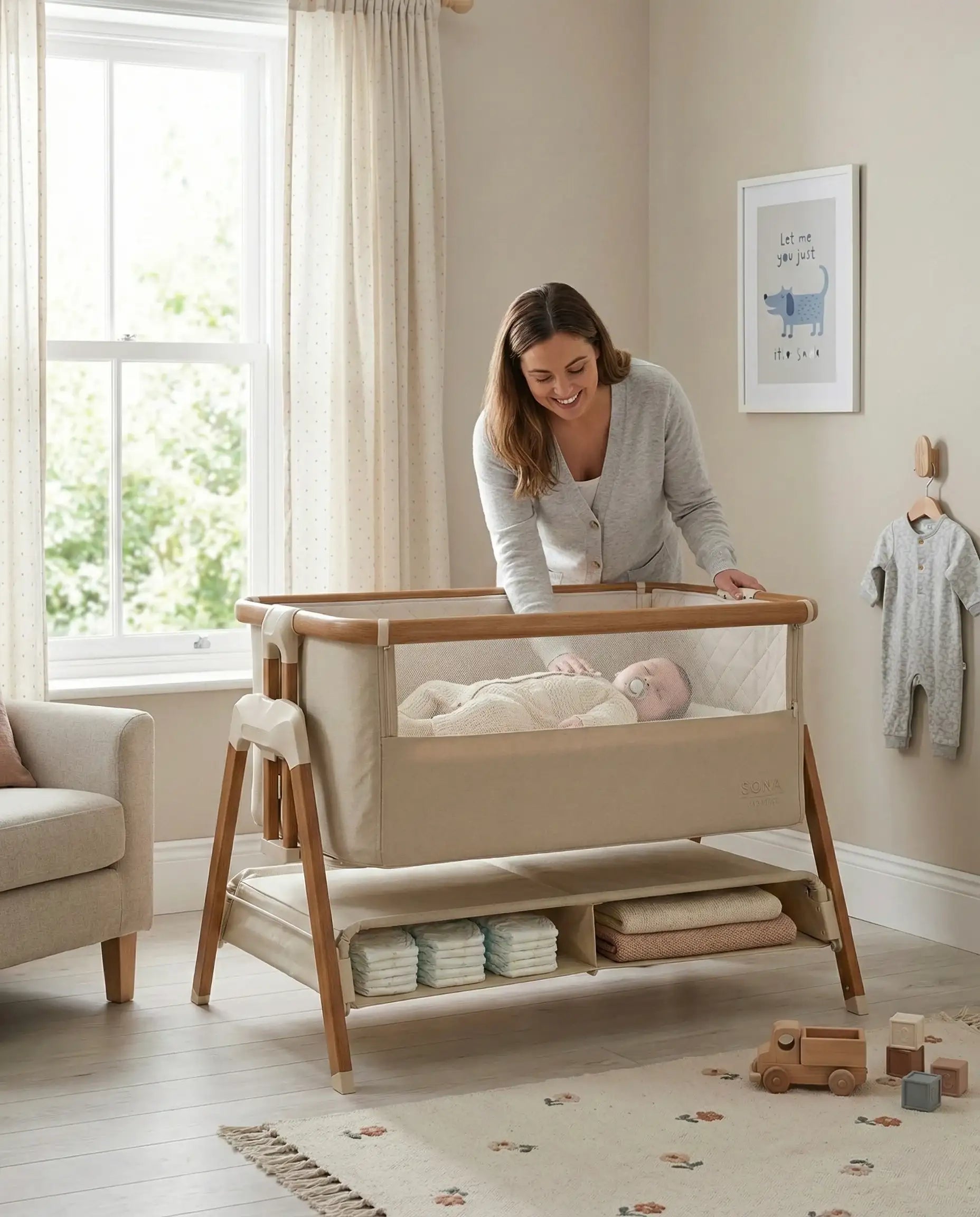 Sona Next to Me Crib - Bedside Crib - Beige | Venture