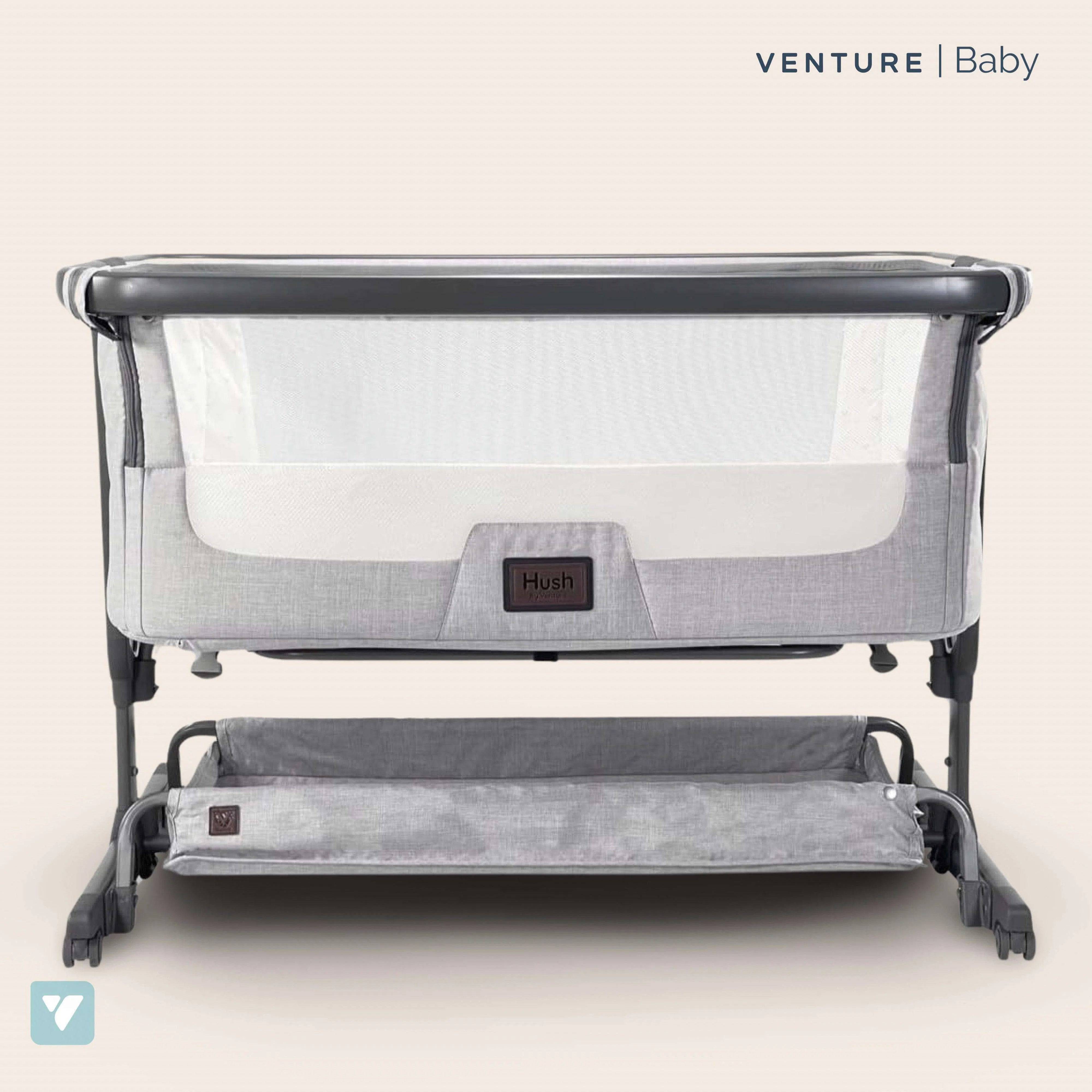 Hush Bedside Crib CoSleeping Cot Grey Venture