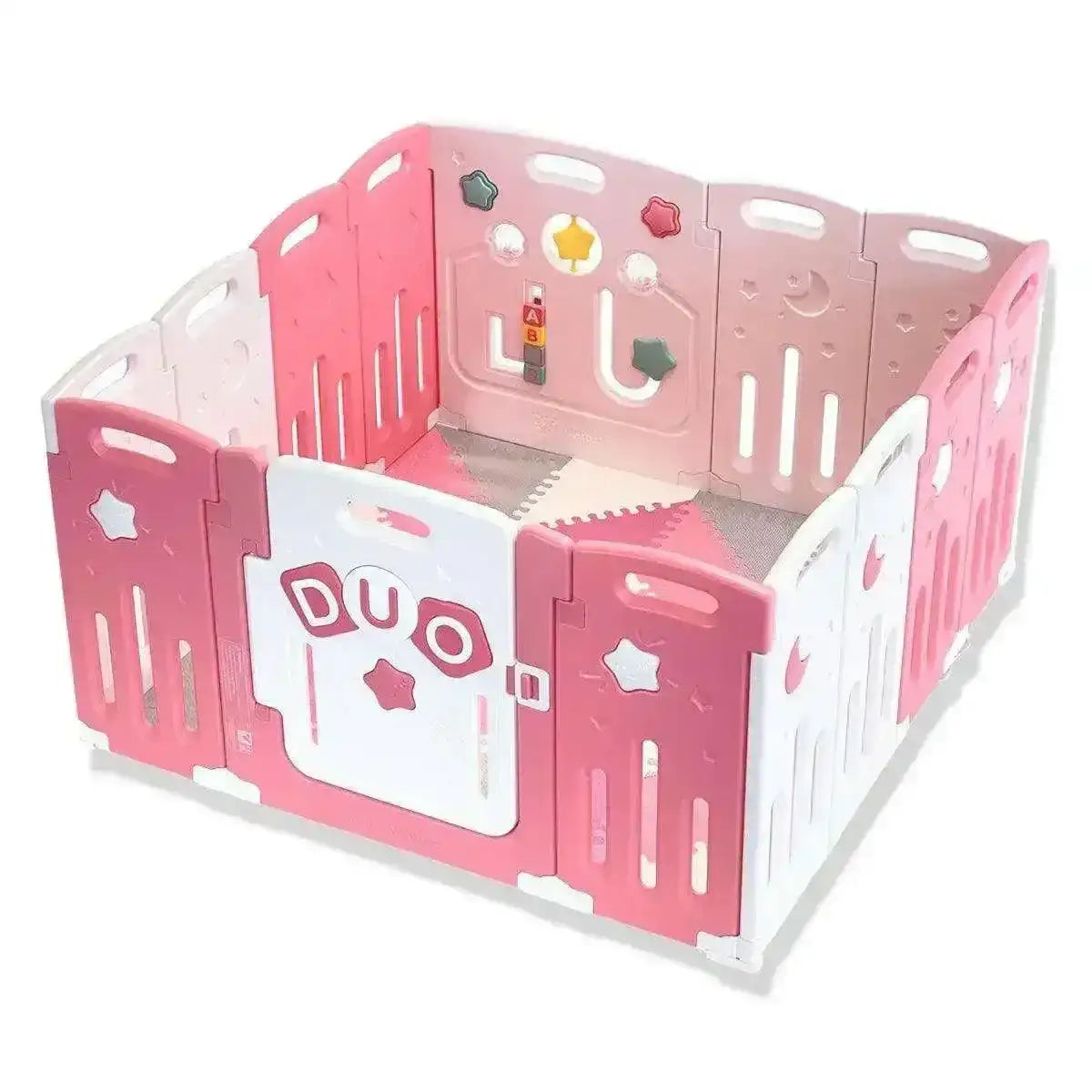 All Stars DUO Baby Playpen Pink White With Playmats Included