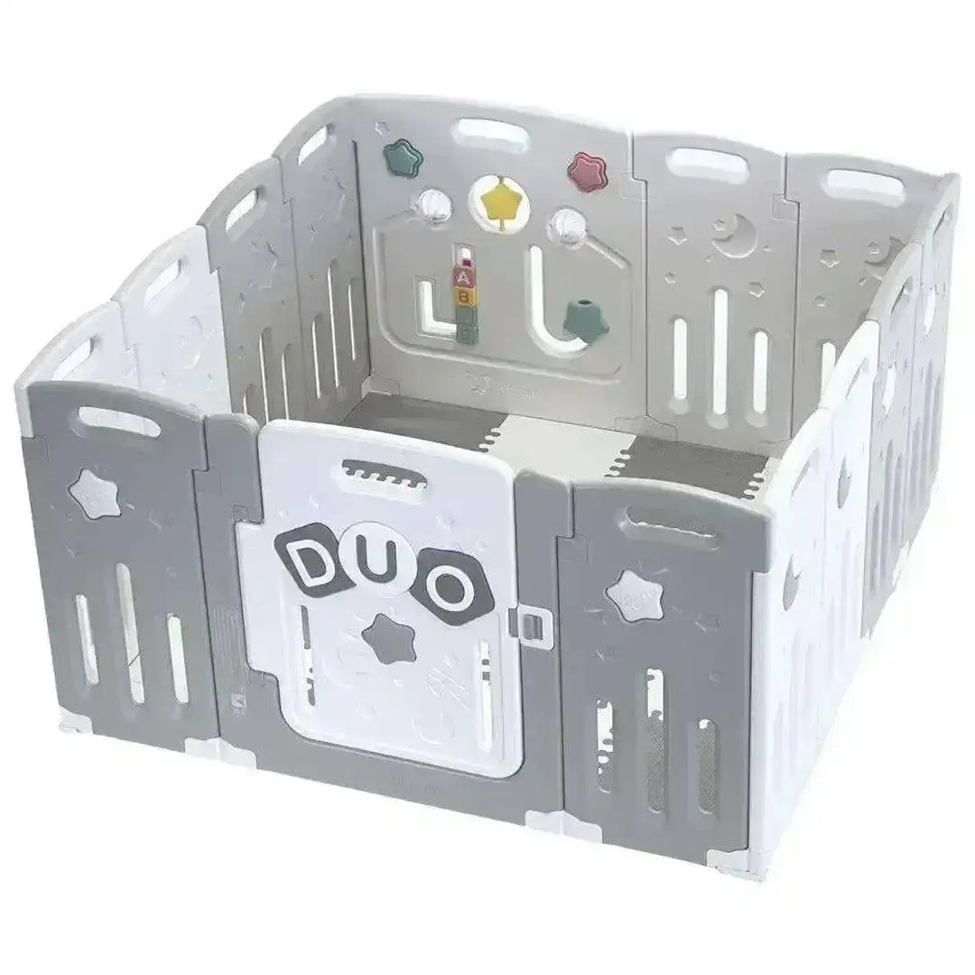 All Stars DUO Baby Playpen Grey White Playpen With Playmats