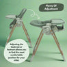 green baby and toddler high chair with backrest adjustment