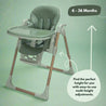 green baby highchair with wood effect from 6-36 months