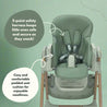 green baby highchair with 5 point safety harness