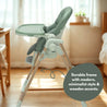 two tone green highchair with wooden accents