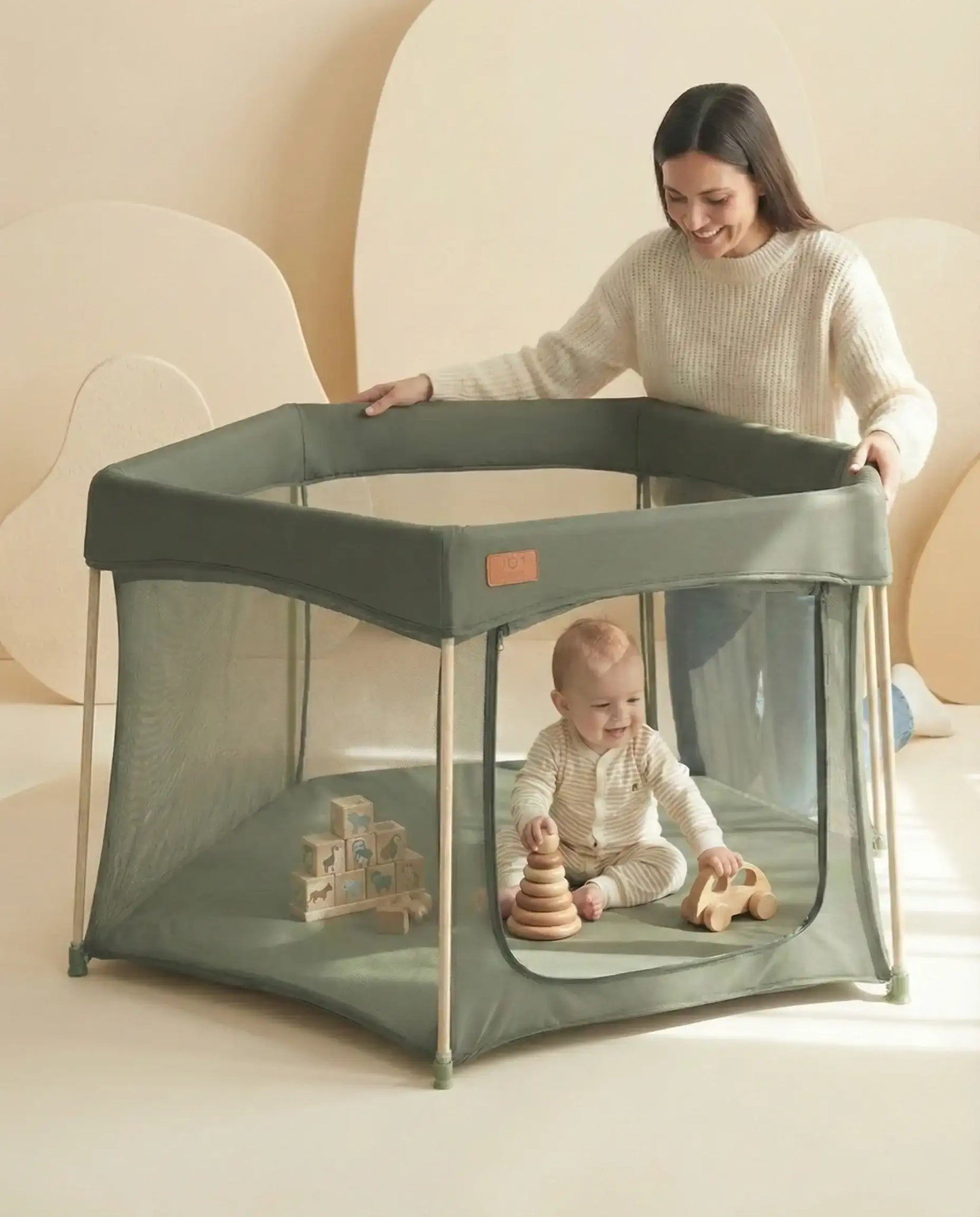 evenflo playpen green All Stars JOY Foldable Playpen – Green
