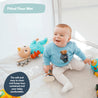 grey foldable baby playpen with fitted mat