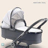 Nebula Cool Grey carry cot attached to the frame