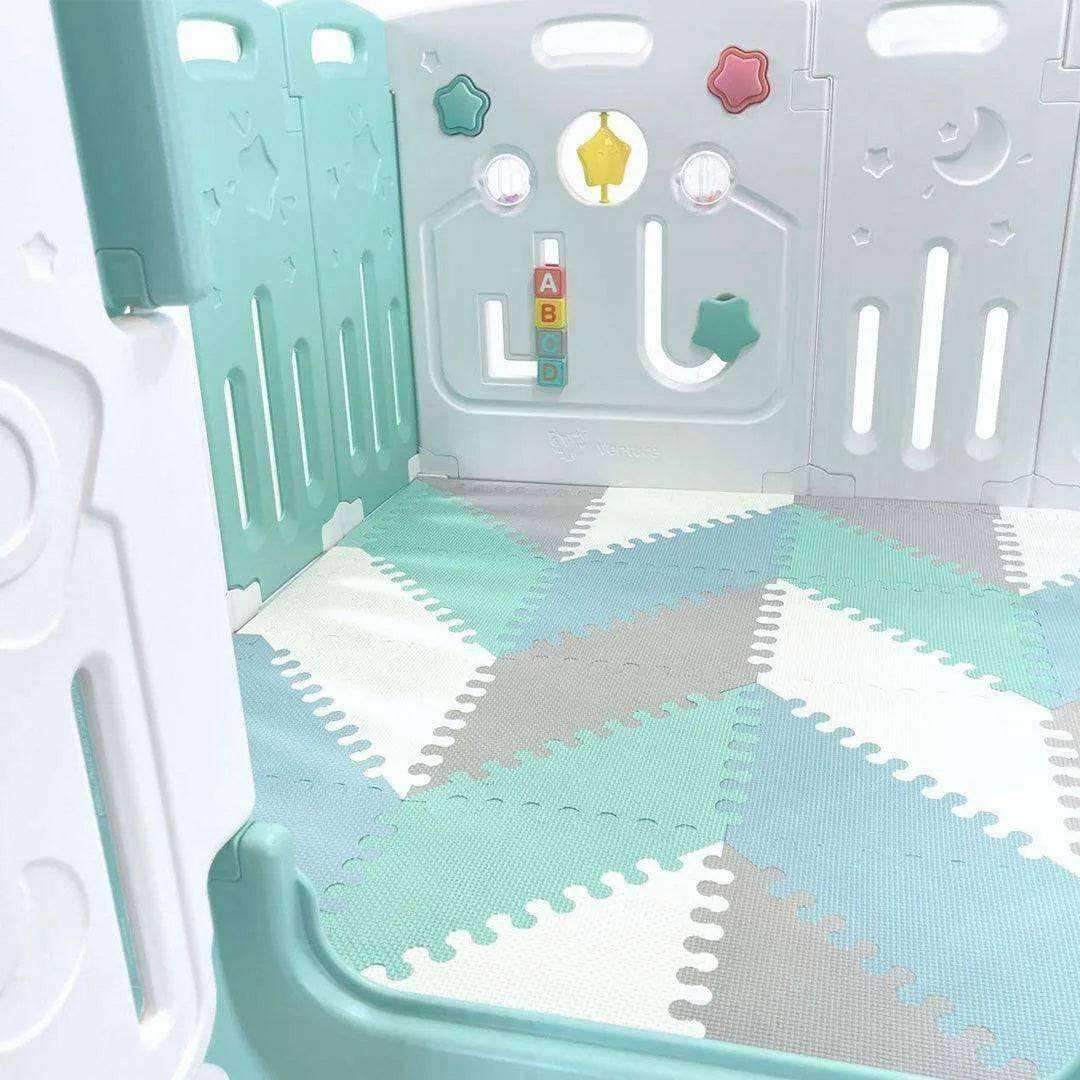 All Stars DUO Baby Playpen Blue White With Soft Foam Playmats