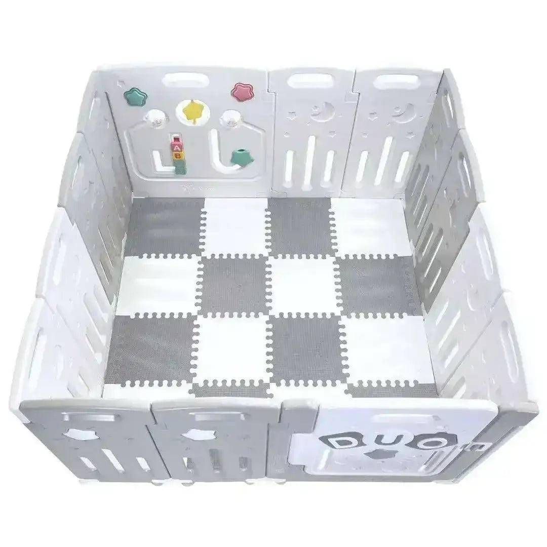 All Stars DUO Baby Playpen Grey White Playpen With Playmats