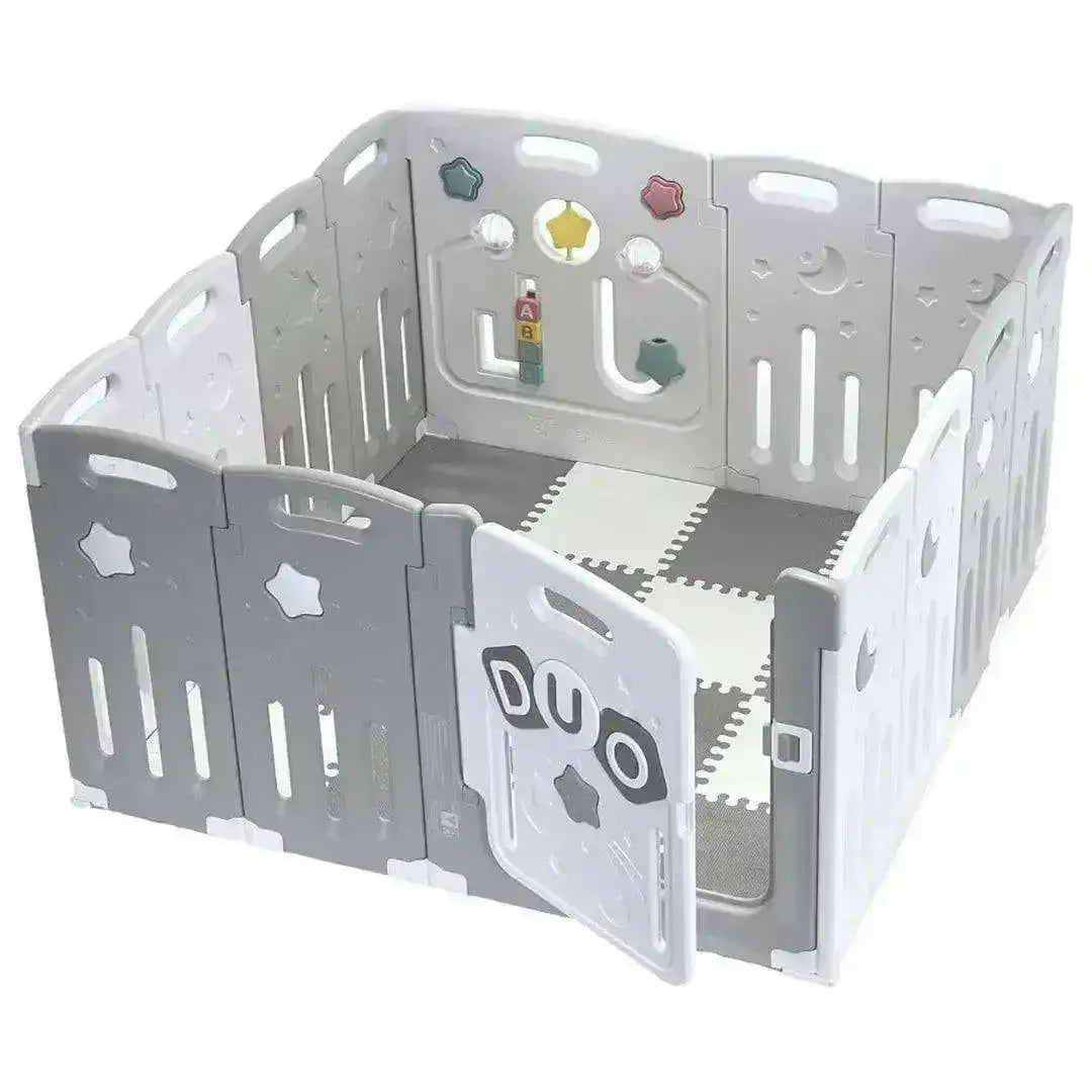All Stars DUO Baby Playpen Grey White Playpen With Playmats